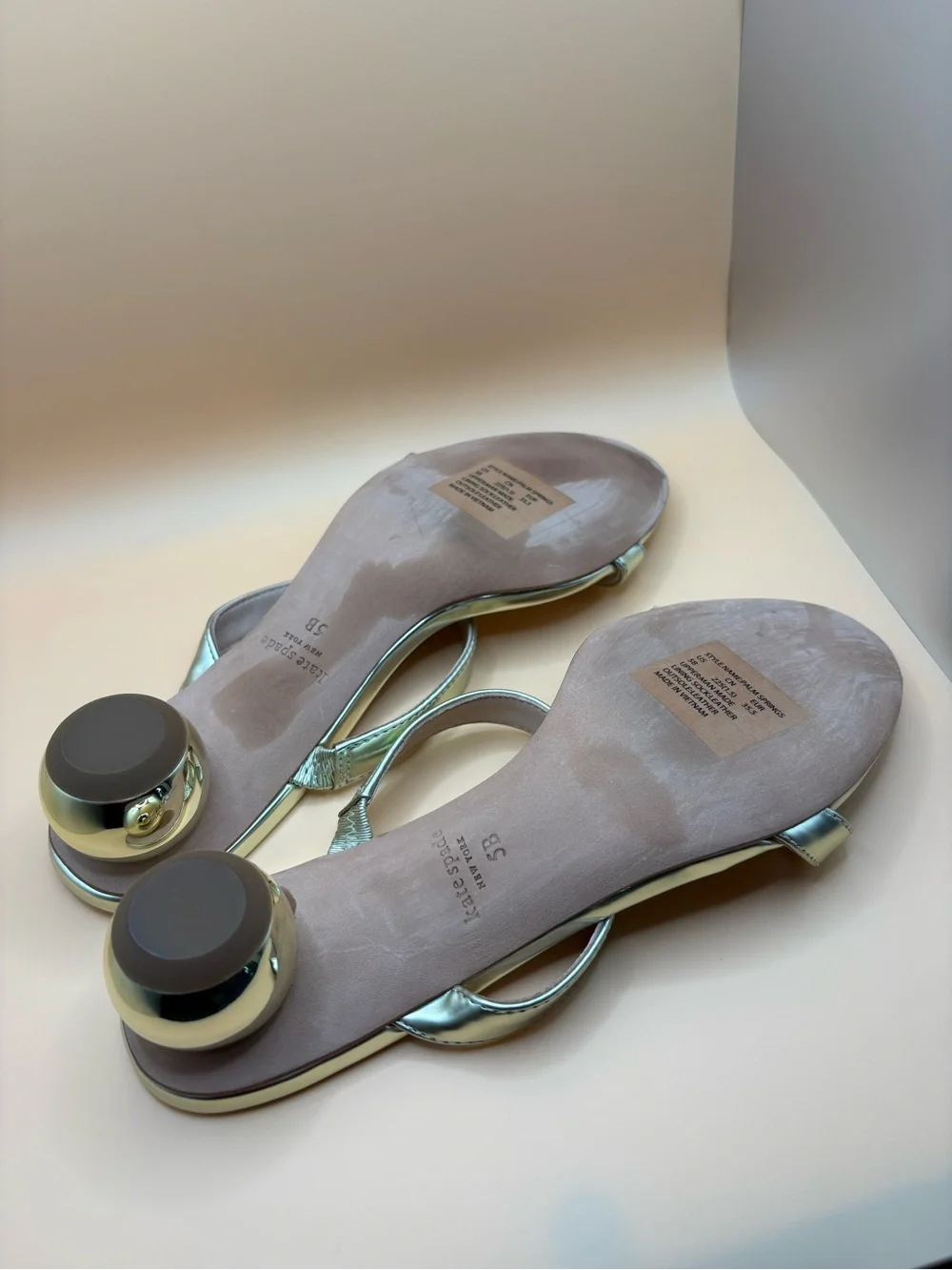 kate spade Gold Metallic Double-Strap Slide Mules